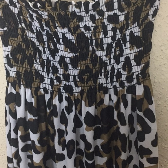 Sara USA Strapless Animal Print Smocked Dress - Picture 3 of 5